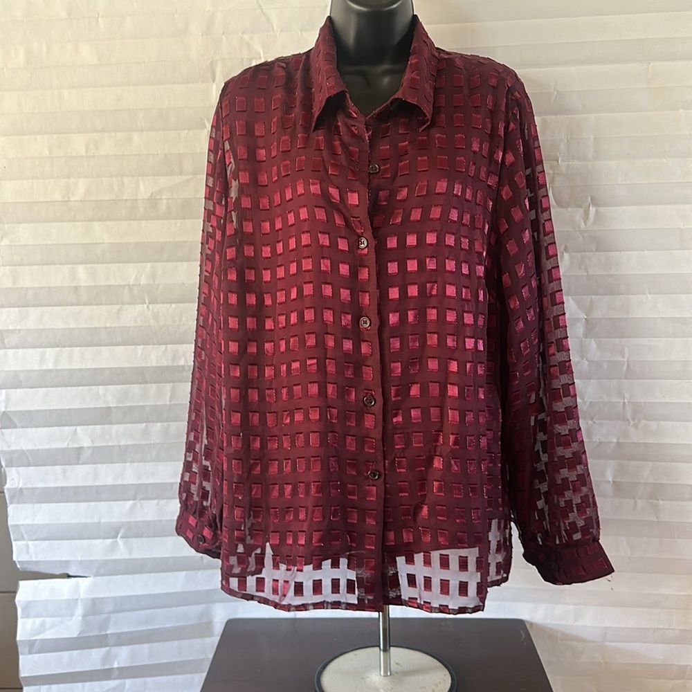 Joanna 2-Piece Set Size XL – Burgundy Blouse & Tank Top Layered Look Women's